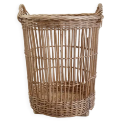 Grand panier de boulangerie vintage en osier – Panier à baguettes