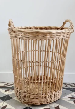Grand panier de boulangerie vintage en osier – Panier à baguettes