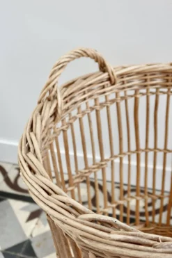 Grand panier de boulangerie vintage en osier – Panier à baguettes