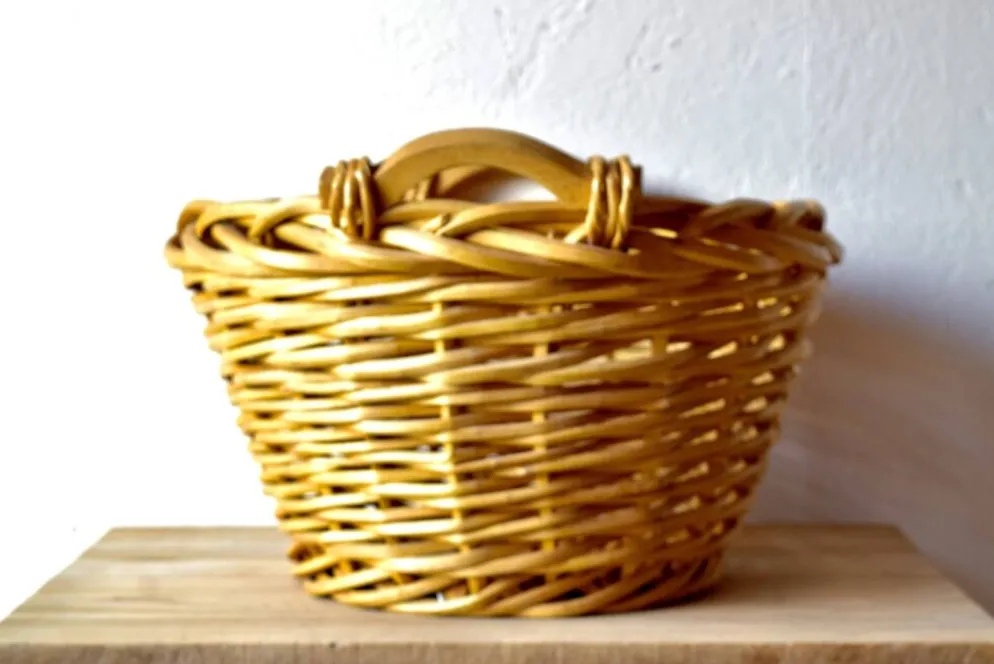 Grand panier de vannerie - Banne en bois tressé