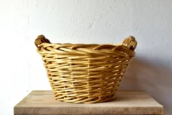 Grand panier de vannerie - Banne en bois tressé