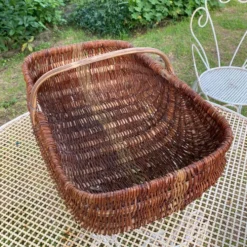 Grand panier en osier et fil de métal 58X36cm