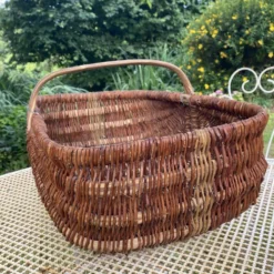 Grand panier en osier et fil de métal 58X36cm