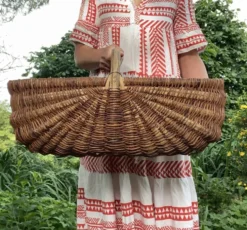 Grand panier en osier et fil de métal 58X36cm