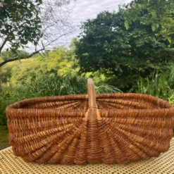 Grand panier en osier et fil de métal 58X36cm