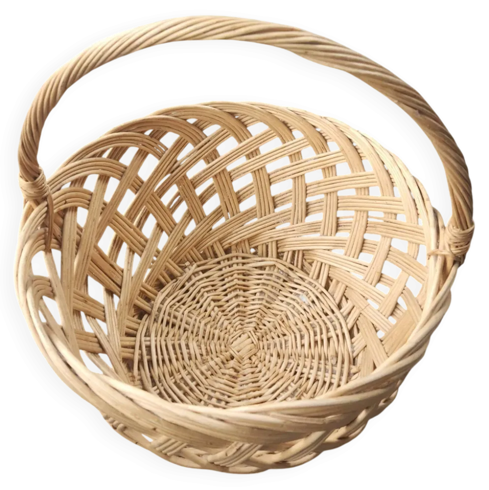 Grand panier en osier tressé main