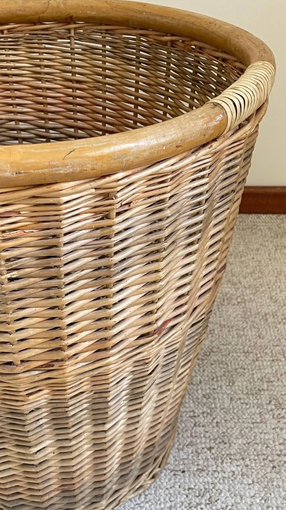 Grand PANIER Vintage OSIER Bois