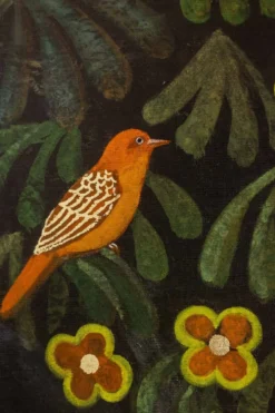 Grand panneau peint à l’acrylique sur toile de lin. Travail contemporain