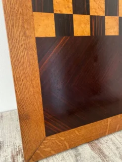 Grand plateau vintage de jeu de dame en bois