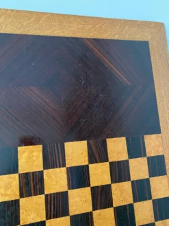 Grand plateau vintage de jeu de dame en bois