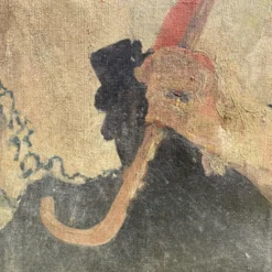 Grand portrait ancien à l’ombrelle, huile sur toile signée, 1917