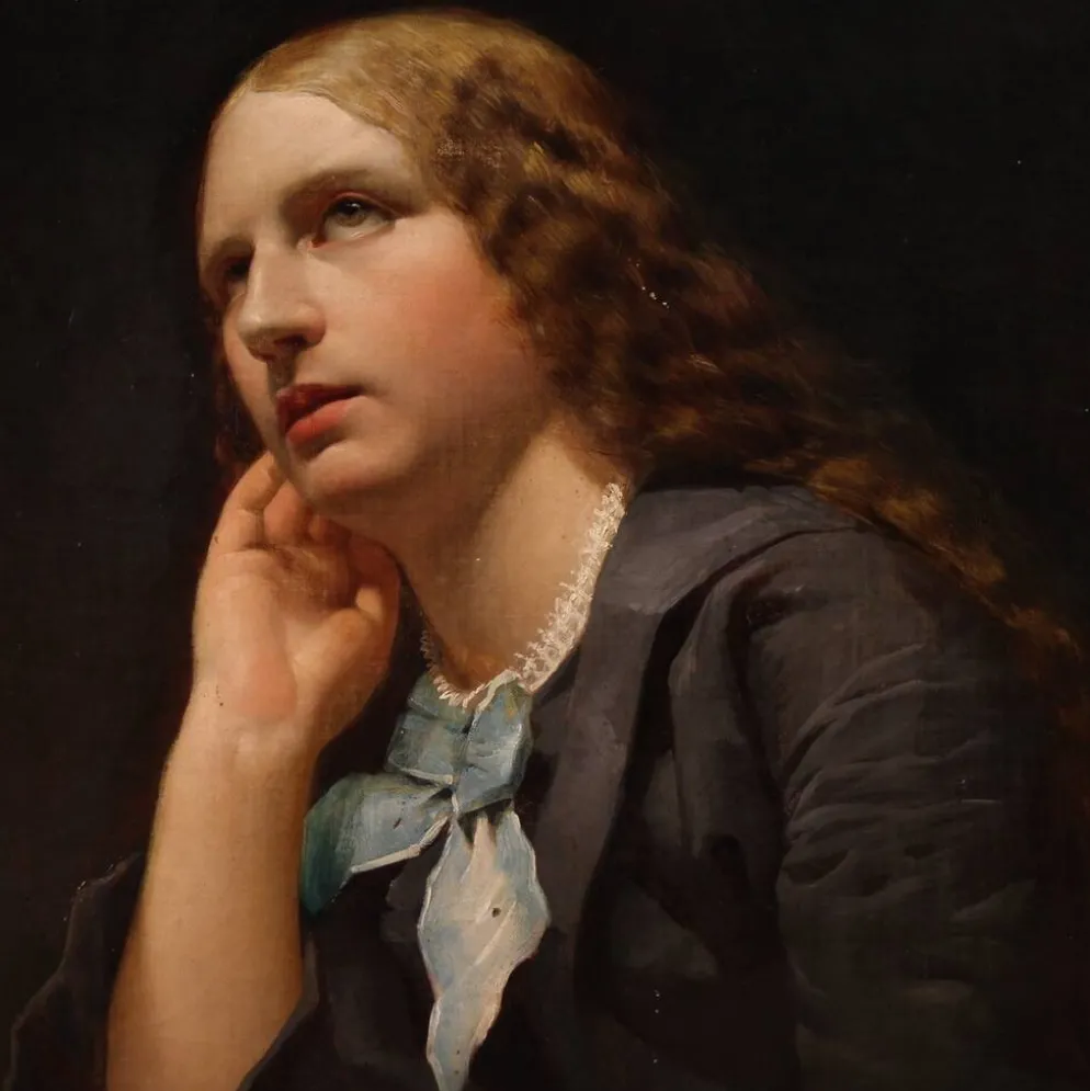 Grand portrait de dame peint au XIXe siècle