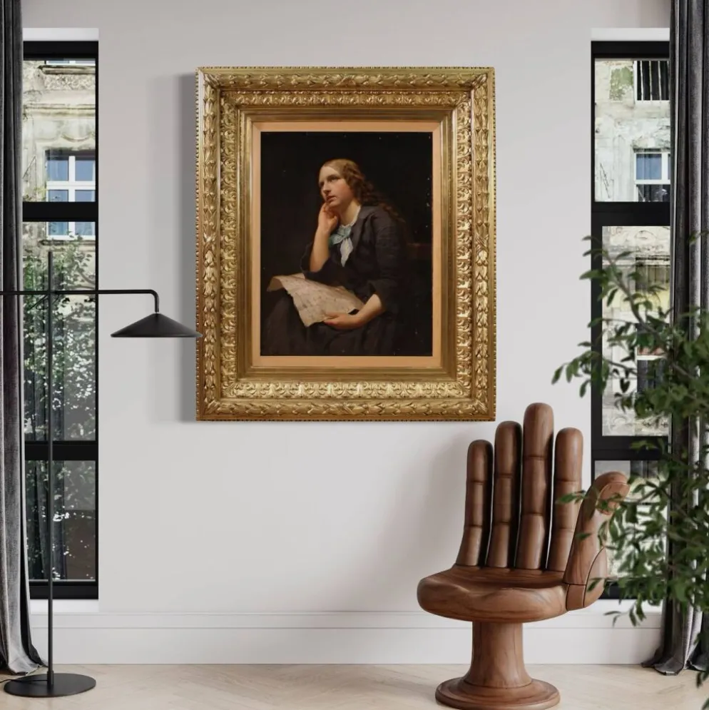 Grand portrait de dame peint au XIXe siècle