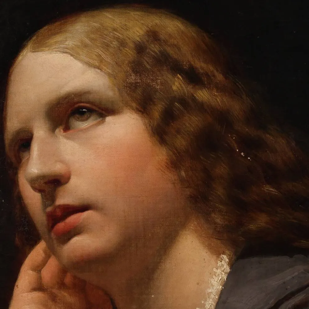 Grand portrait de dame peint au XIXe siècle