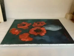 Grand tableau bouquet de fleurs huile sur toile signée
