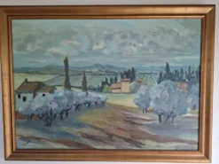 ​Grand tableau de paysage provençal, huile sur toile signé