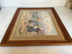Grand tableau marine pêcheurs bateaux