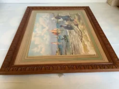 Grand tableau marine pêcheurs bateaux