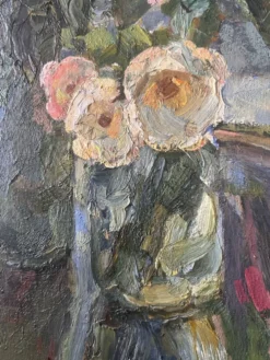 Grand tableau nature morte aux fleurs, école russe du milieu du XXe siècle. L’éloge de la douceur
