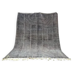 Grand tapis berbere beniouarain tissé main gris-bleu, 100% laine 280 x 220