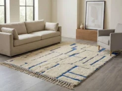 Grand tapis bérbere en laine pure tissè main traditionnelle taille 3/4 m