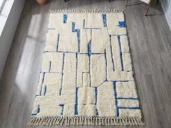 Grand tapis bérbere en laine pure tissè main traditionnelle taille 3/4 m