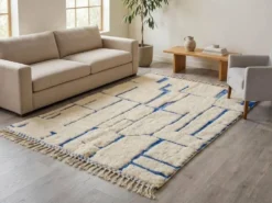 Grand tapis bérbere en laine pure tissè main traditionnelle taille 3/4 m