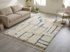 Grand tapis bérbere en laine pure tissè main traditionnelle taille 3/4 m