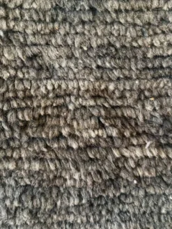 Grand tapis de couloir vintage tissé main gris anthracite / bleu 100% laine