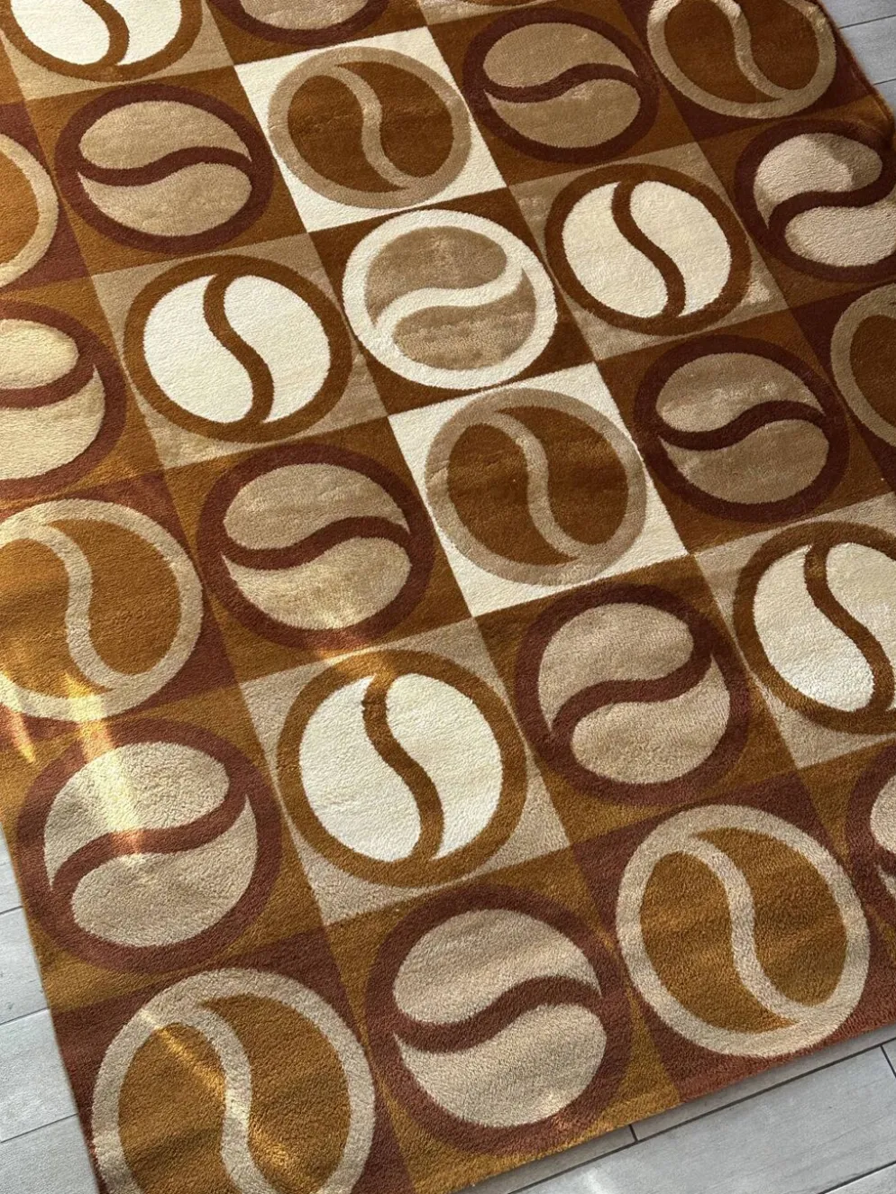 Grand tapis géométrique années 70 scandinave Space Age