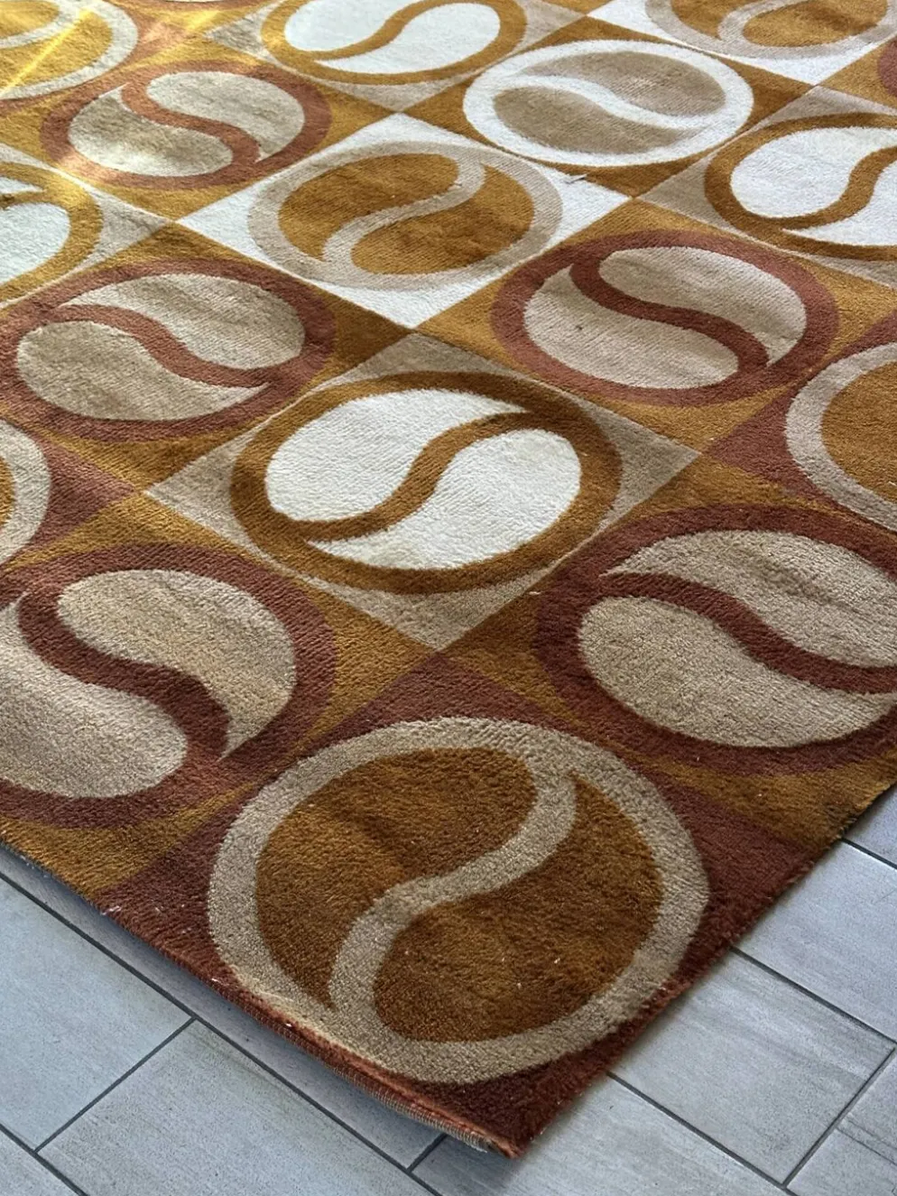 Grand tapis géométrique années 70 scandinave Space Age