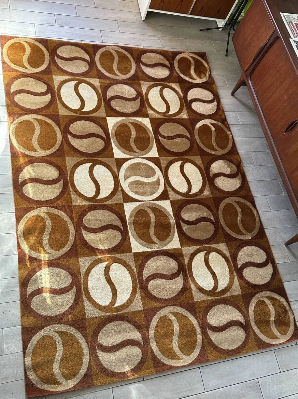 Grand tapis géométrique années 70 scandinave Space Age