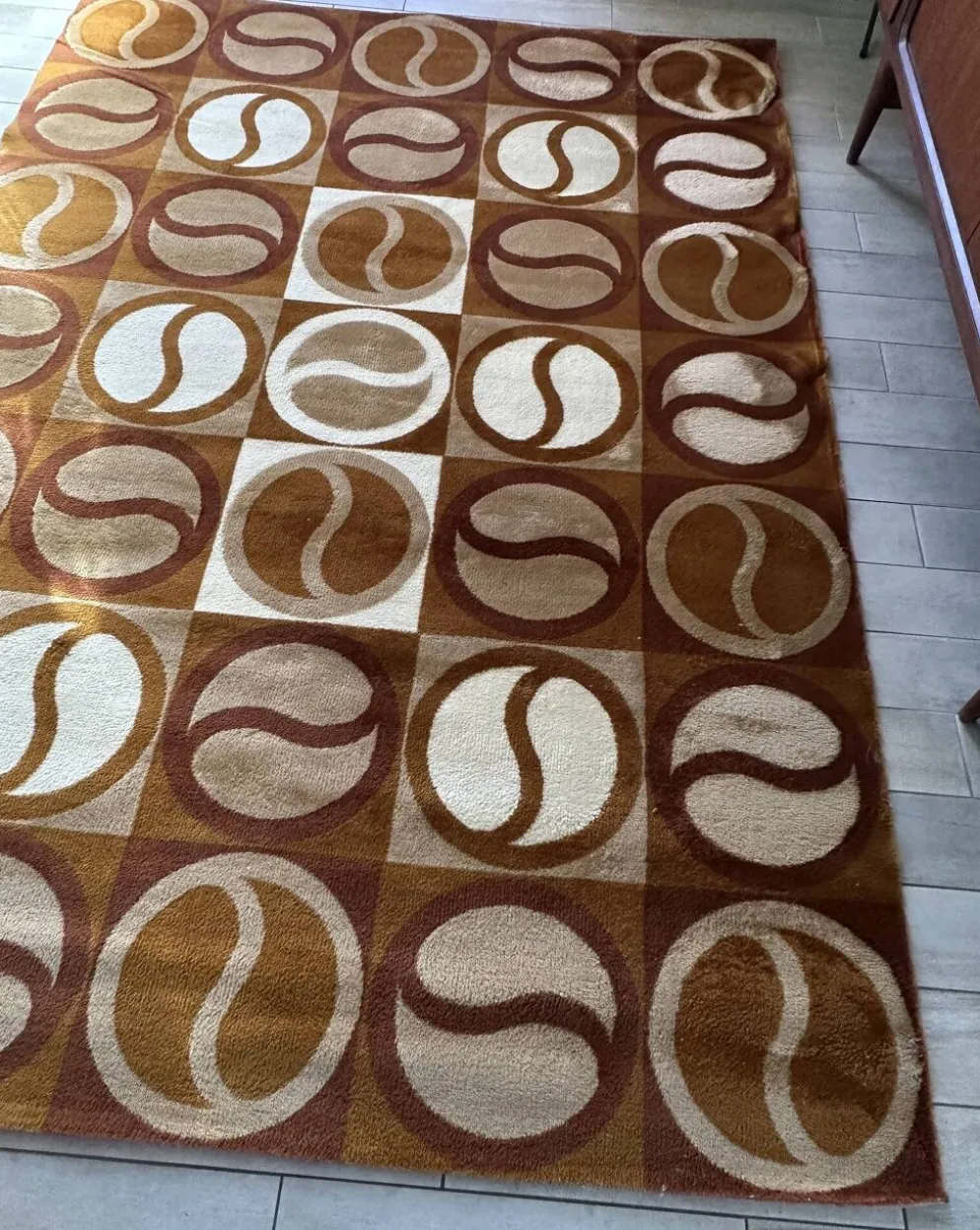 Grand tapis géométrique années 70 scandinave Space Age