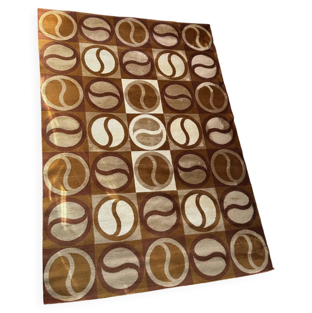 Grand tapis géométrique années 70 scandinave Space Age