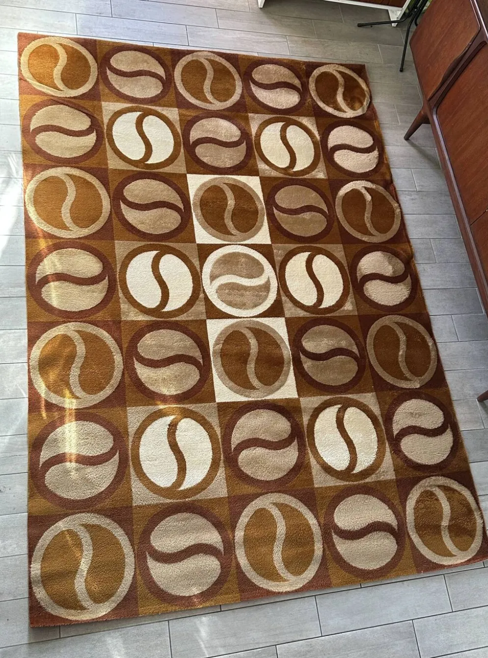 Grand tapis géométrique années 70 scandinave Space Age