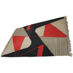 Grand tapis / moquette en laine kilim abstrait géométrique des années 1960.