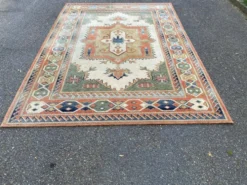 Grand tapis oriental en laine à motifs géométriques terracotta 200x300cm