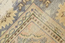 Grand Tapis Oushak Vintage, Laine Fait Main, Pêche et Bleu, 194x267 Cm