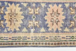 Grand Tapis Oushak Vintage, Laine Fait Main, Pêche et Bleu, 194x267 Cm
