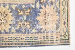 Grand Tapis Oushak Vintage, Laine Fait Main, Pêche et Bleu, 194x267 Cm
