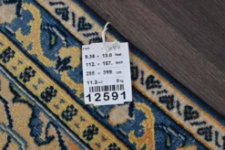 Grand tapis persan vintage bleu marine à médaillon, noué main, 285 x 399 cm