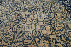 Grand tapis persan vintage bleu marine à médaillon, noué main, 285 x 399 cm