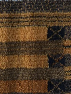 Grand tapis rya scandinave en laine brune | Suède | Années 1960
