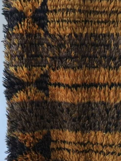 Grand tapis rya scandinave en laine brune | Suède | Années 1960
