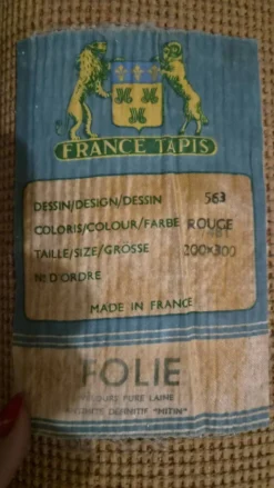 Grand tapis vintage France Tapis années 70 – 100 % pure laine – 200 × 300
