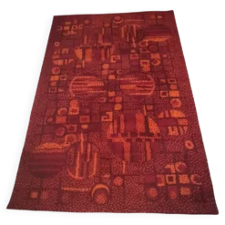 Grand tapis vintage France Tapis années 70 – 100 % pure laine – 200 × 300