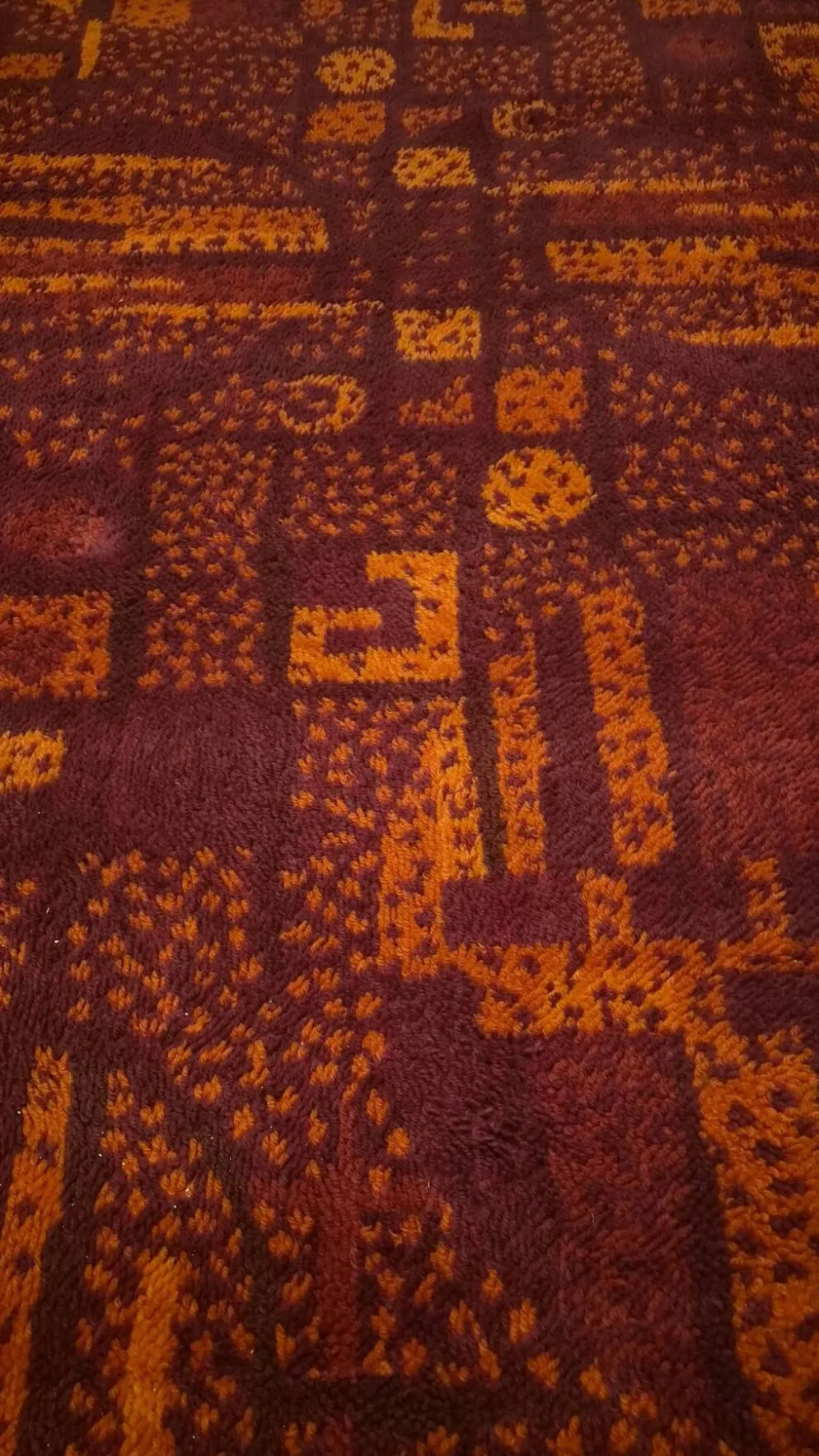 Grand tapis vintage France Tapis années 70 – 100 % pure laine – 200 × 300