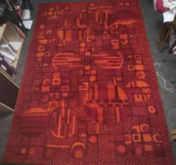 Grand tapis vintage France Tapis années 70 – 100 % pure laine – 200 × 300