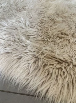 Grand tapis vintage 100 % pur laine Flokati à poil long des années 60-70