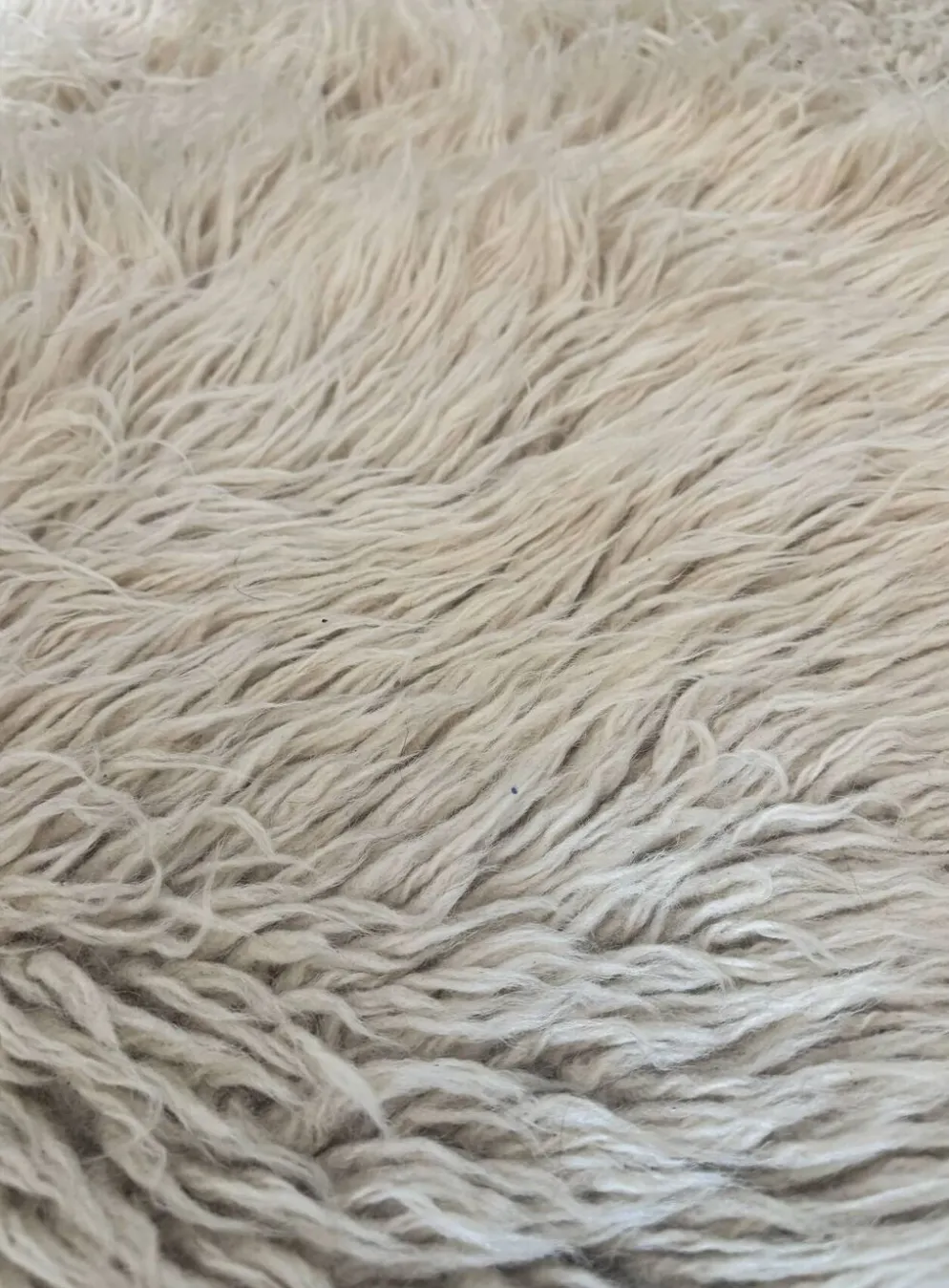 Grand tapis vintage 100 % pur laine Flokati à poil long des années 60-70
